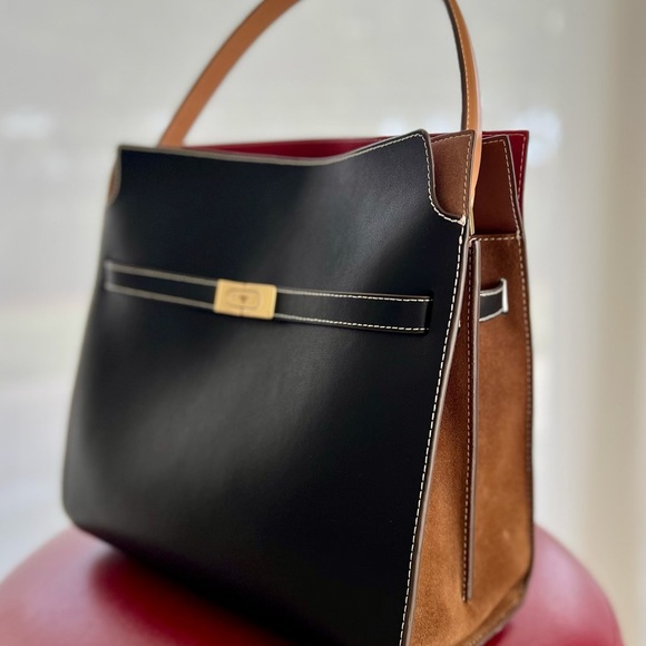 Elegant Black and Brown Leather Handbag - Picture 5 of 10